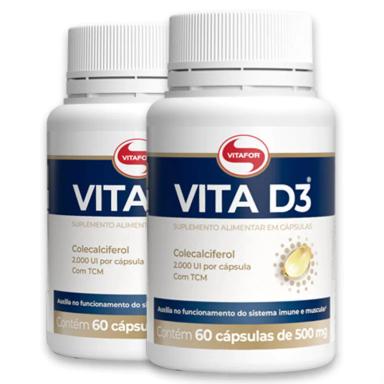 KIT 2 VITA D3 VITAMINA D 60 CáPSULAS VITAFOR