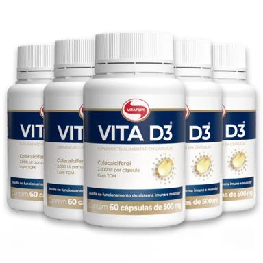 KIT 5 VITA D3 VITAMINA D 60 CáPSULAS VITAFOR