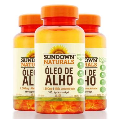 KIT 3 ÓLEO DE ALHO 1500MG SUNDOWN 100 CáPSULAS