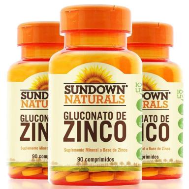 KIT 3 ZINCO 7MG SUNDOWN 90 COMPRIMIDOS