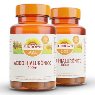 KIT 2 ÁCIDO HIALURôNICO SUNDOWN 100 MG 30 CáPSULAS