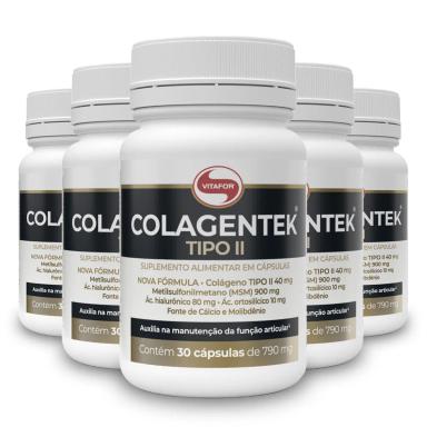 KIT 5 COLáGENO TIPO 2 COLAGENTEK VITAFOR 30 CáPSULAS