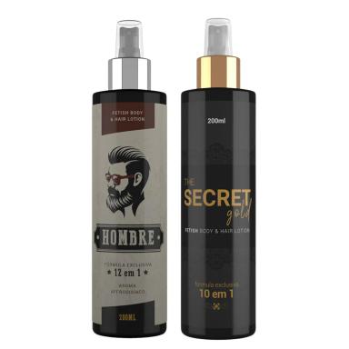 KIT CASAL ELIXIR DA SEDUçãO HOMBRE 12 EM1 E THE SECRET GOLD 10 EM1 - A SóS