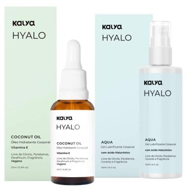 KIT HYALO COCONUT HIDRATANTE + HYALO AQUA LUBRIFICANTE CORPORAL C/ ÁCIDO HIALURÔNICO - KALYA
