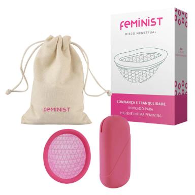 KIT DISCO MENSTRUAL FEMINIST MODELO A COM BAG DE SILICONE