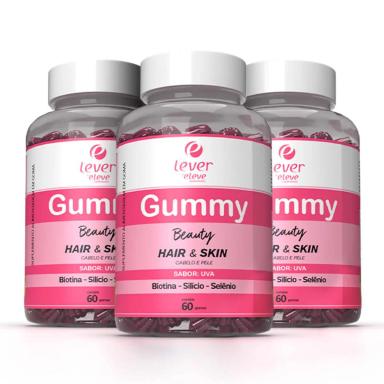 KIT C/ 3 GUMMY BEAUTY - HAIR &amp;amp;AMP; SKIN FORTALECE COM SAúDE