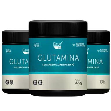 GLUTAMINA 300G - 3 UNIDADES - ELEVE LIFE + E-BOOK
