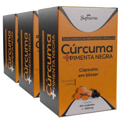 KIT COM 3 - CúRCUMA + PIMENTA PRETA - 60 CAPS DE 550MG - BLISTER - SUPRA ERVAS