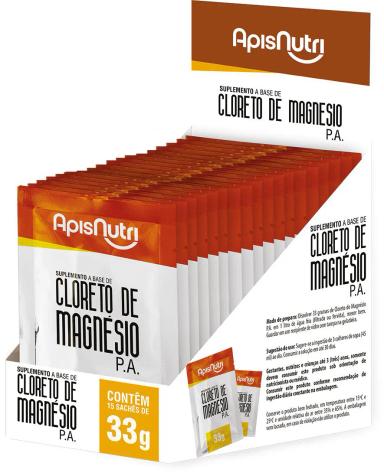 CLORETO DE MAGNéSIO P.A. - DISPLAY 15 SACHêS DE 33G - APISNUTRI