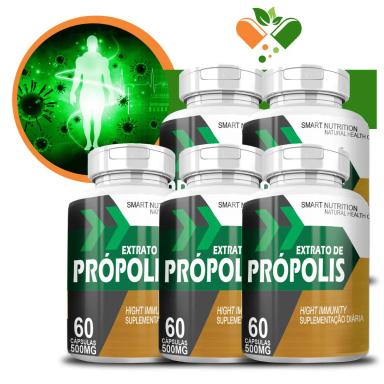 KIT COM 5 EXTRATO DE PRóPOLIS 500MG 60 CáPSULAS