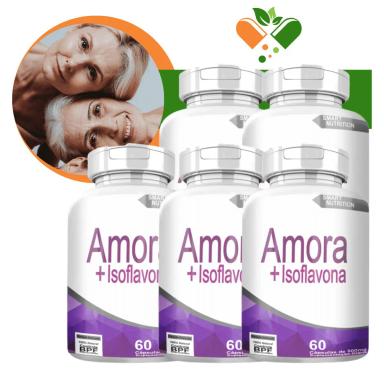 Kit com 5 Potes Amora Com Isoflavona 500mg 60 Cápsulas
