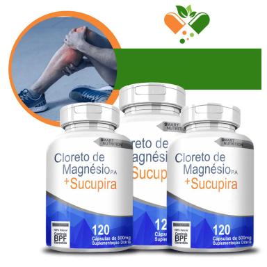 KIT COM 3 CLORETO DE MAGNéSIO P.A COMPOSTO 500MG 120 CáPSULAS