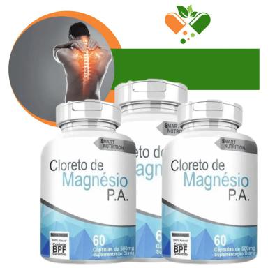 KIT COM 3 POTES CLORETO DE MAGNéSIO 500MG 60 CáPSULAS