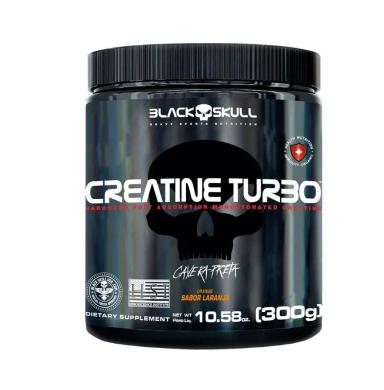 SUPLEMENTO ALIMENTAR DE CREATINA EM Pó 300G - BLACK SKULL Laranja