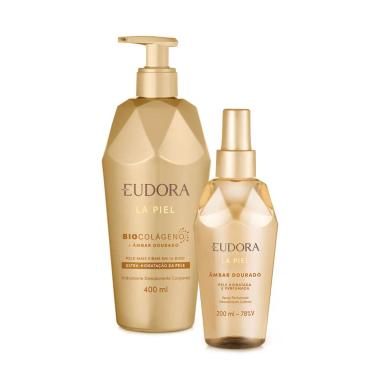 COMBO LA PIEL ÂMBAR DOURADO: LOçãO CORPORAL 400ML + SPRAY PERFUMADO 200ML