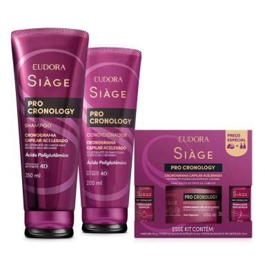 COMBO SIàGE PRO CRONOLOGY: SHAMPOO 250ML + CONDICIONADOR 200ML + KIT CRONOGRAMA CAPILAR ACELERADO