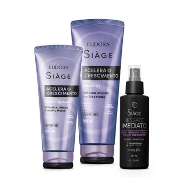 COMBO SIàGE CRESCIMENTO E RESGATE: SHAMPOO 250ML + CONDICIONADOR 200ML + SPRAY CAPILAR 100ML