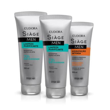 COMBO SIàGE MEN: SHAMPOO LIMPEZA PURIFICANTE 2X250ML + CONDICIONADOR 200ML