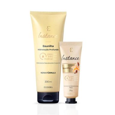 EUDORA KIT INSTANCE BAUNILHA: CREME PARA MãOS 30G + HIDRATANTE CORPORAL 200ML