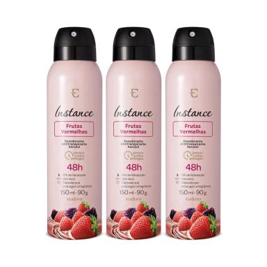 COMBO DESODORANTE ANTITRANSPIRANTE AEROSSOL INSTANCE FRUTAS VERMELHAS 3X150ML