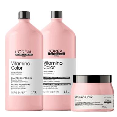 KIT L'ORéAL PROFESSIONNEL SERIE EXPERT VITAMINO COLOR RESVERATROL DUO 1,5L + MáSCARA 500G (3 PRODUTOS)