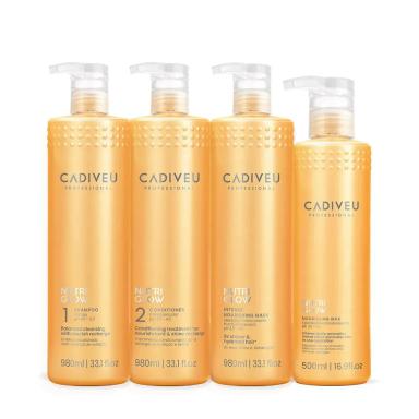 KIT CADIVEU PROFESSIONAL NUTRI GLOW SHAMPOO CONDICIONADOR MáSCARA E CERA NUTRITIVA (4 PRODUTOS)