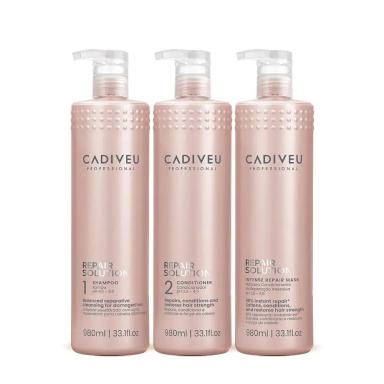 KIT CADIVEU REPAIR SOLUTION SHAMPOO CONDICIONADOR E MáSCARA (3 PRODUTOS)