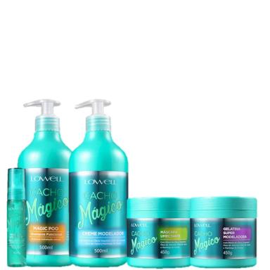 LOWELL CACHO MAGICO SHAMPOO 500G CREME 500G GELATINA 450G MASCARA 450G E OLEO 60ML