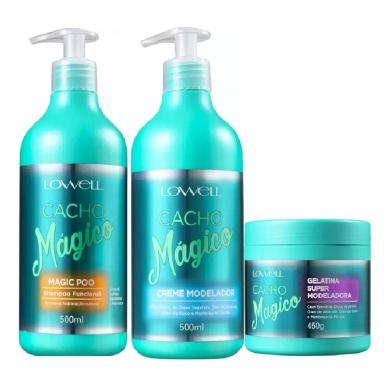 LOWELL CACHO MAGICO SHAMPOO 500G CREME MODELADOR 500G GELATINA 450G