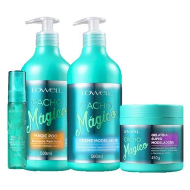 LOWELL CACHO MAGICO SHAMPOO 500G CREME MODELADOR 500G GELATINA 450G E OLEO 60ML