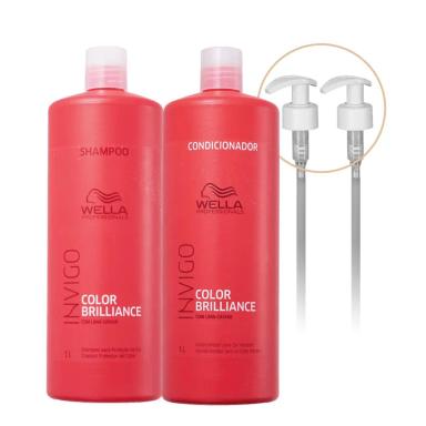 KIT WELLA PROFESSIONALS INVIGO COLOR BRILLIANCE SHAMPOO EXTRA 1L E VáLVULA (4 PRODUTOS)
