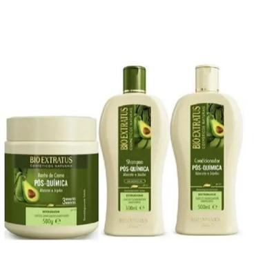 KIT BIO EXTRATUS PóS - QUíMICA SHAMPOO 500ML + CONDICIONADOR 500ML + MáSCARA 500ML