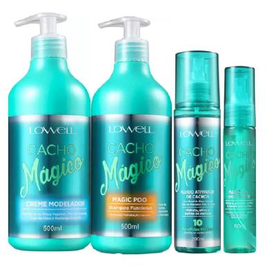 LOWELL CACHO MAGICO SHAMPOO 500G CREME MODELADOR 500G FLUIDO 200ML E OLEO 60ML