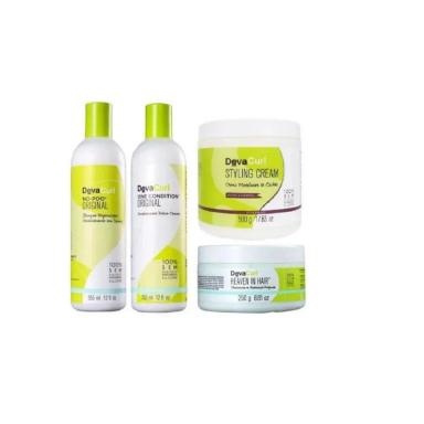DEVA CURL SHAMPOO NO-POO+CONDICIONADOR ONE CONDITION 355ML+HEAVEN IN HAIR TRATAMENTO 250ML+CREME MODELADOR 500ML