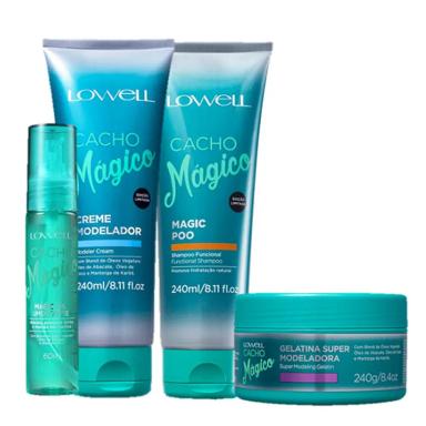 LOWELL CACHO MAGICO SHAMPOO 240ML CREME MODELADOR 240ML GELATINA 240ML E OLEO 60ML