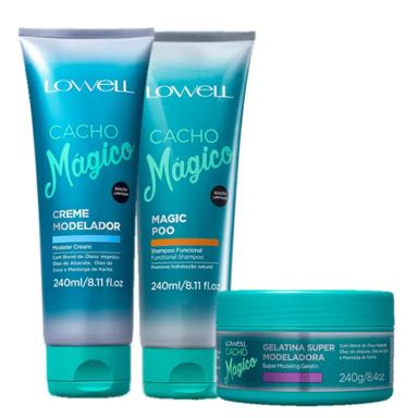 LOWELL CACHO MAGICO SHAMPOO 240ML CREME MODELADOR 240ML E GELATINA 240ML