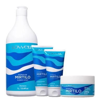 LOWELL EXTRATO DE MIRTILO SHAMPOO 1L CONDICIONADOR 200ML LEAVE-IN 180ML E MASCARA 240G