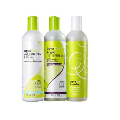 DEVA CURL SHAMPOO LOW-POO+CONDICIONADOR ONE CONDITION+LEAVE-IN ANGéLL 355ML