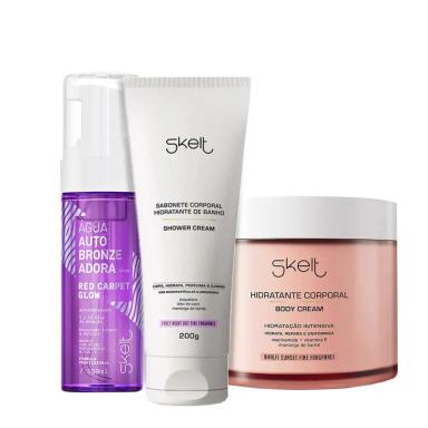 KIT SKELT RED CARPET GLOW HIDRATANTE CORPORAL AMALFI SUNSET ÁGUA DARK SHOWER (3 PRODUTOS)