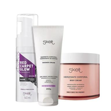 KIT SKELT RED CARPET GLOW HIDRATANTE CORPORAL AMALFI SUNSET DARK SHOWER (3 PRODUTOS)