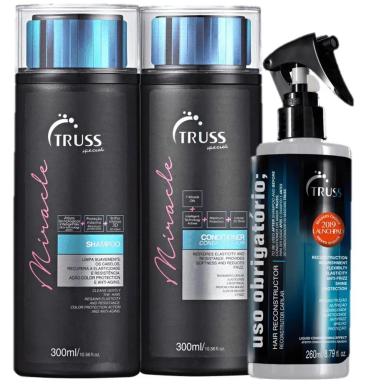 KIT TRUSS MIRACLE ANTI FRIZZ CABELOS DE TODOS OS TIPOS (3 PRODUTOS)