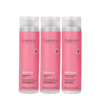 KIT CADIVEU PROFISSIONAL ESSENTIALS GLAMOUR SHAMPOO EXTRA E CONDICIONADOR (3 PRODUTOS)