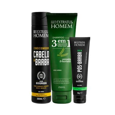 KIT BIO EXTRATUS HOMEM CABELO E BARBA SHAMPOO (3 PRODUTOS)