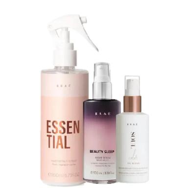 BRAÉ ESSENTIAL FLUIDO REPARADOR 260ML OIL SOUL COLOR 60ML E BEAUTY SLEEP 100ML