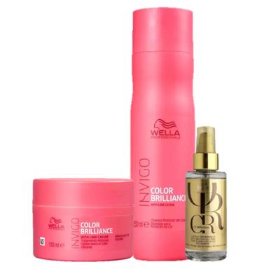 WELLA PROFESSIONALS INVIGO COLOR BRILLIANCE SHAMPOO 250ML MASCARA 150ML E OIL REFLECTIONS 100ML