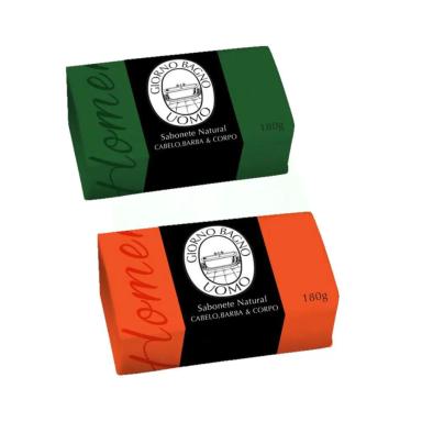 KIT GIORNO UOMO VERDE E LARANJA SABONETES NATURAIS EM BARRA (2 PRODUTOS)