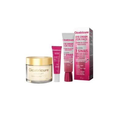 KIT CICATRICURE EYE CREAM FOR FACE GOLD LIFT DIURNO CONTORNO DO OLHOS (3 PRODUTOS)