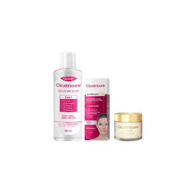 KIT CICATRICURE ANTISSINAIS GOLD LIFT NOTURNO DEMAQUILANTE (3 PRODUTOS)