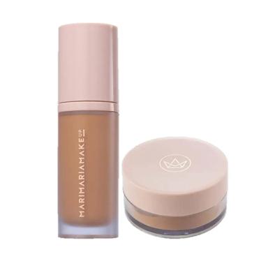 MARI MARIA BASE CORRETIVO MATTE BEGE ESCURO E PO FACIAL GOLDEN SET - xpto