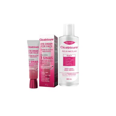 KIT CICATRICURE EYE CREAM FOR FACE E ÁGUA MICELAR (2 PRODUTOS)
